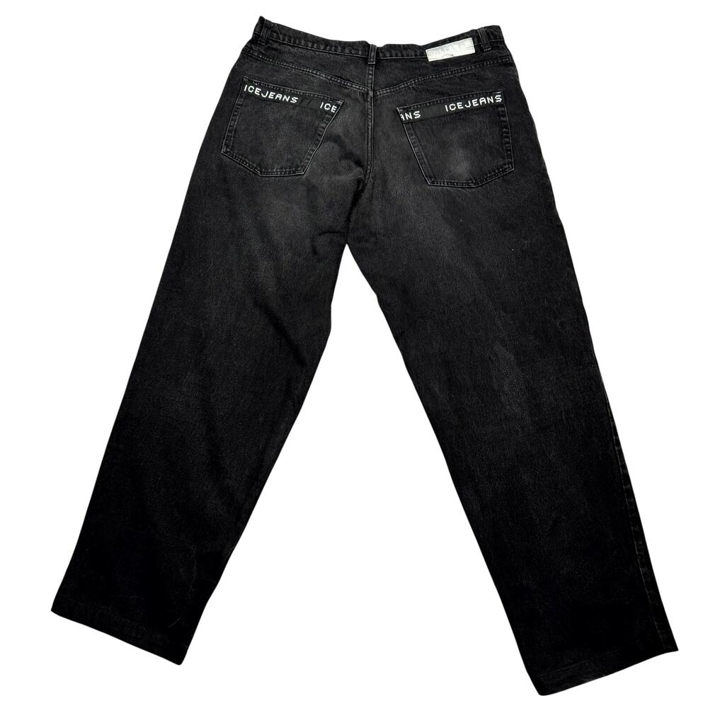 Vintage Iceberg Ice Jeans Black Denim Jeans Mens 38x34.5 Streetwear 90s Y2K